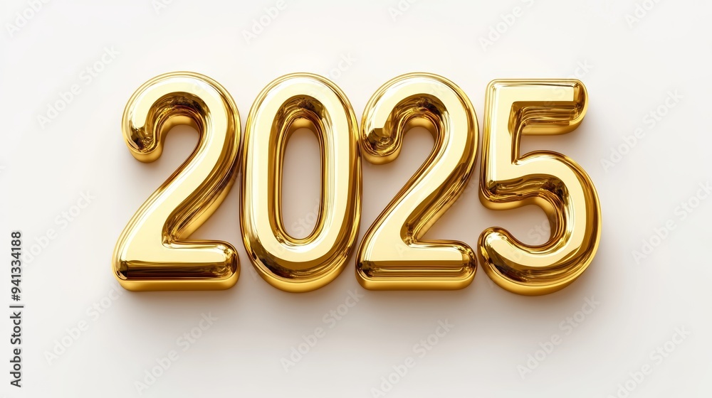 Background with 2025 shiny golden numbers isolated on white. Festive celebration banner. Background with 2025 shiny golden numbers isolated on white. Festive celebration banner.