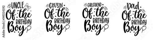 Vibrant Birthday Family Labels And Badges, Trendy Retro Style Illustration Set Vector Illustration for Advertising, Brochure, Book Cover