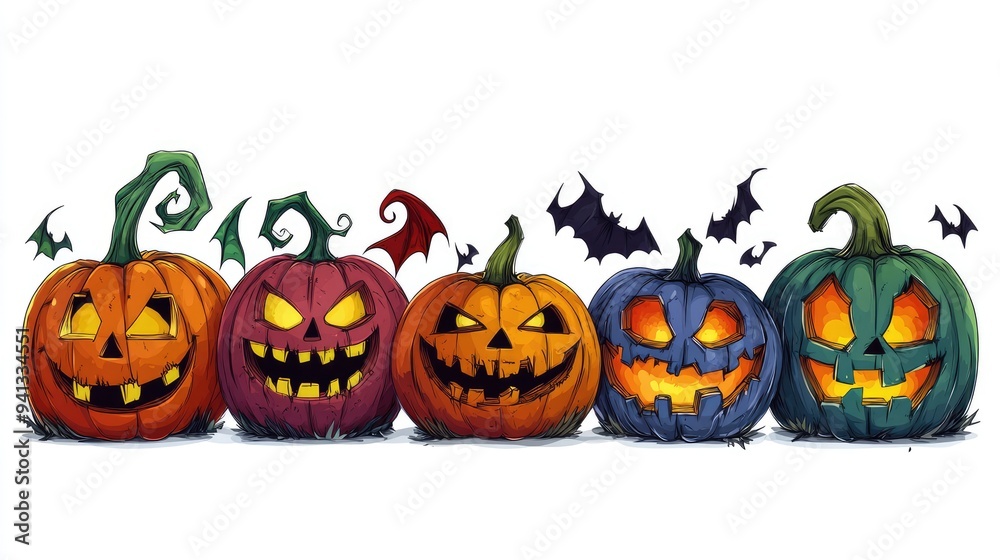 Halloween, head load cartoon style, bright colors, isolated on white background Halloween, head load cartoon style, bright colors, isolated on white background
