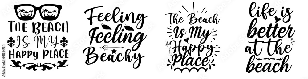 Classic Beach Quotes, Phrases Bundle Vector Illustration for Flyer, Banner, Gift Card Classic Beach Quotes, Phrases Bundle Vector Illustration for Flyer, Banner, Gift Card