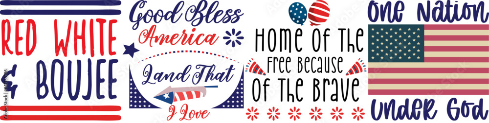 Classic 4Th Of July Typography, Typographic Emblems Collection Vector Illustration for Logo, Vouchers, Book Cover Classic 4Th Of July Typography, Typographic Emblems Collection Vector Illustration for Logo, Vouchers, Book Cover