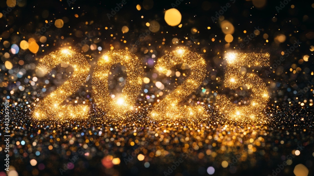 An elegant greeting card with the numbers 2025 on a black background. An ideal way to welcome the New Year. An elegant greeting card with the numbers 2025 on a black background. An ideal way to welcome the New Year.