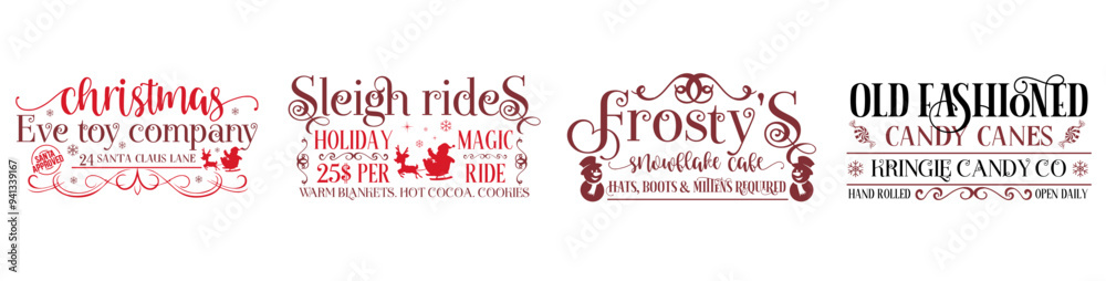 Decorative Santa Sack Inscriptions, Quotes Bundle Vector Illustration for Sticker, Presentation, Stationery Decorative Santa Sack Inscriptions, Quotes Bundle Vector Illustration for Sticker, Presentation, Stationery
