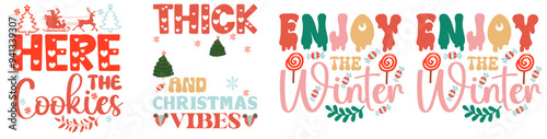 Cute Retro Christmas Calligraphy, Labels And Badges Pack Vector Illustration for Label, Vouchers, Gift Card