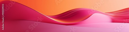 3D render pink abstract shapes gradient background minimalist style orange dark pink photo