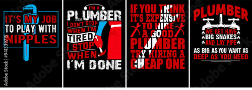 Classic Plumber Hand Lettering, Labels And Badges Pack Vector Illustration for Infographic, Vouchers, Advertisement