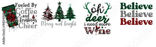 Cute Retro Christmas Phrases, Quotes Set Vector Illustration for Motion Graphics, Decal, Advertising