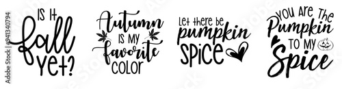 Classic Fall Invitation, Calligraphy Set Vector Illustration for Brochure, Sticker, Motion Graphics