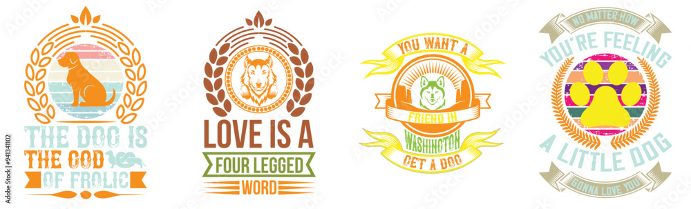 Simple Dog Labels And Badges, Typography Bundle Vector Illustration for T-Shirt Design, Greeting Card, Label Simple Dog Labels And Badges, Typography Bundle Vector Illustration for T-Shirt Design, Greeting Card, Label