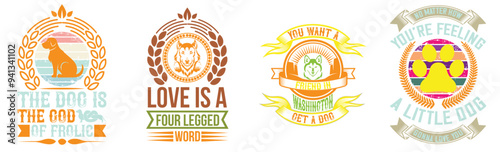 Simple Dog Labels And Badges, Typography Bundle Vector Illustration for T-Shirt Design, Greeting Card, Label