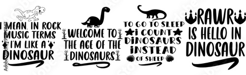 Cute Dinosaur Quotes, Invitation Collection Vector Illustration for Label, Social Media Post, Motion Graphics