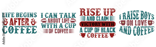 Cute Coffee Trendy Retro Style Illustration, Quotes Collection Vector Illustration for Vouchers, Printing Press, Presentation