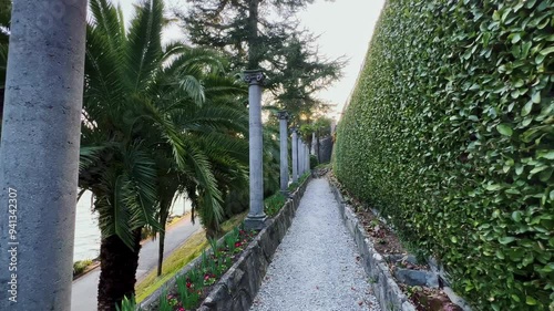 The stroll in Park Villa Heleneum on Lake Lugano, Lugano, Switzerland photo