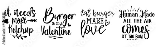 Classic Burger Calligraphy, Typography Bundle Vector Illustration for Stationery, Banner, Printing Press
