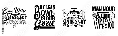 Classic Bathroom Typography, Phrases Collection Vector Illustration for Vouchers, Presentation, Poster