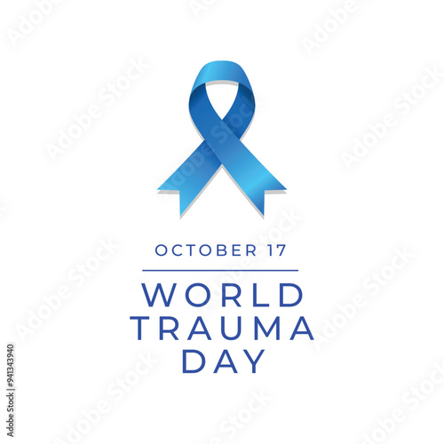 World Trauma Day vector design template good for celebration usage. World Trauma Day design. Blue ribbon. flat design. eps 10.