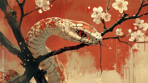 Best wishes for Chinese New Year 2025, the year of the snake, and the Chinese zodiac photo