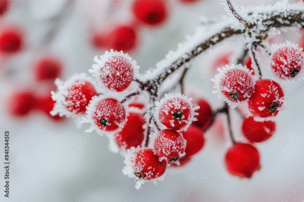 Frost-Covered Red Berries on a Winter Day Frost-Covered Red Berries on a Winter Day