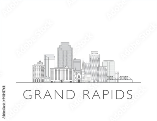 Grand Rapids skyline vector illustration