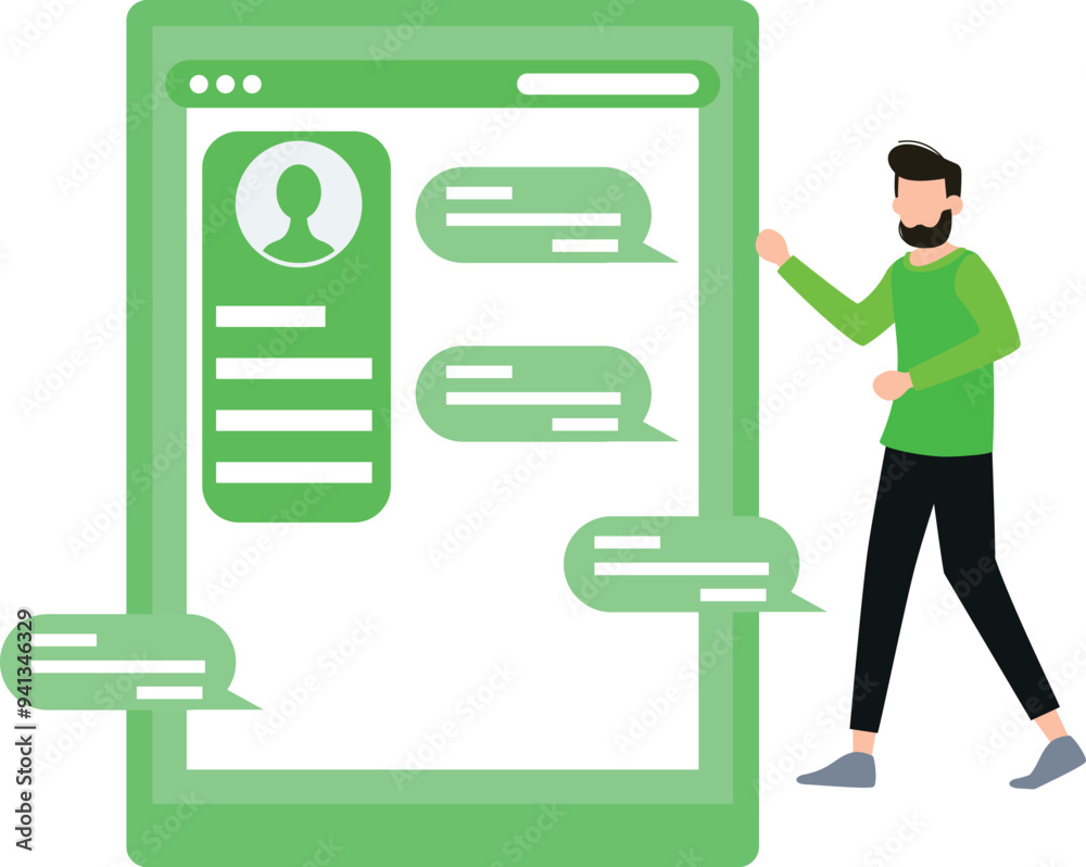 A guy is chatting online with a user. A guy is chatting online with a user.