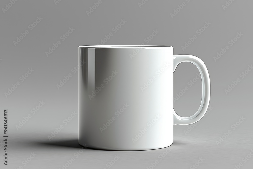 Obraz premium White Mug Mockup on Gray Background