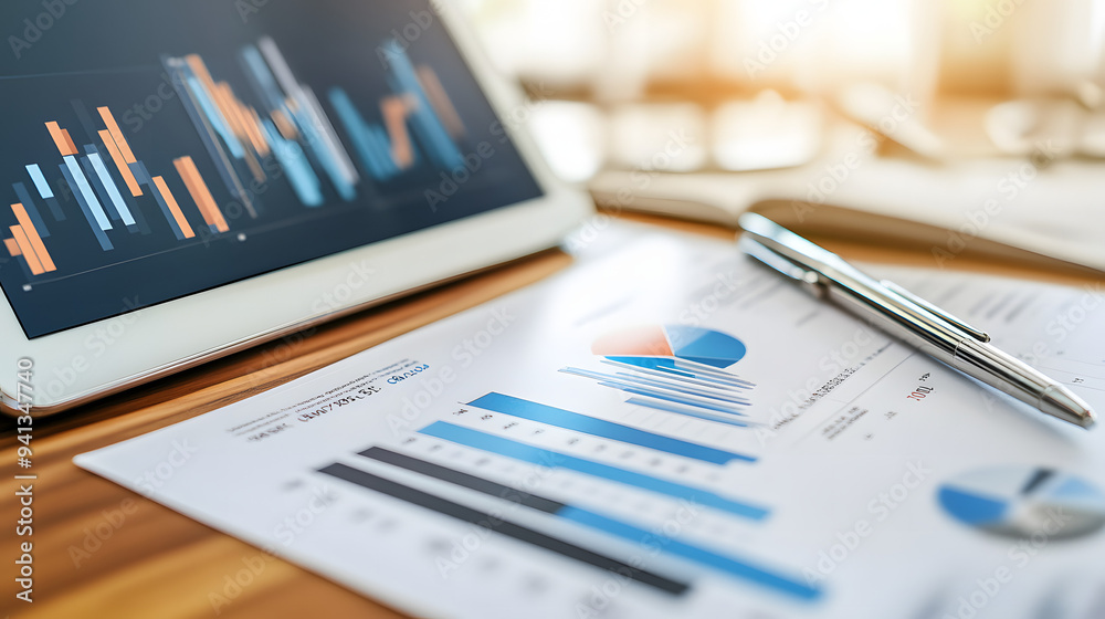 Close-Up of Digital Tablet Displaying Comprehensive Trade Outlook Dashboard, Highlighting Market Insights and Analytics. Close-Up of Digital Tablet Displaying Comprehensive Trade Outlook Dashboard, Highlighting Market Insights and Analytics.