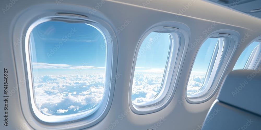 3D rendering of an airplane window showcasing various perspectives 3D rendering of an airplane window showcasing various perspectives