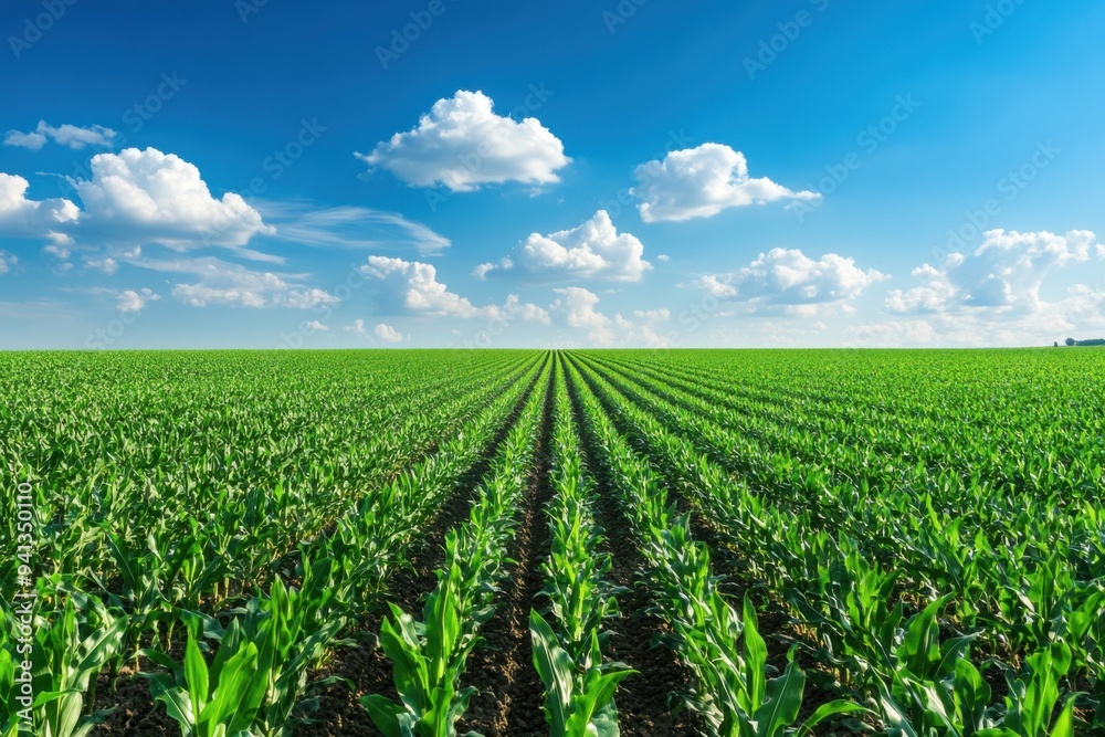 Vibrant Cornfield under a Bright Blue Sky Vibrant Cornfield under a Bright Blue Sky