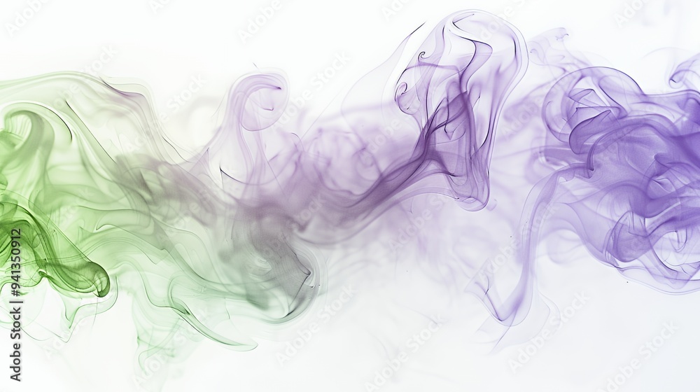 Abstract swirling smoke in green and purple tones creating a dynamic visual effect. Abstract swirling smoke in green and purple tones creating a dynamic visual effect.