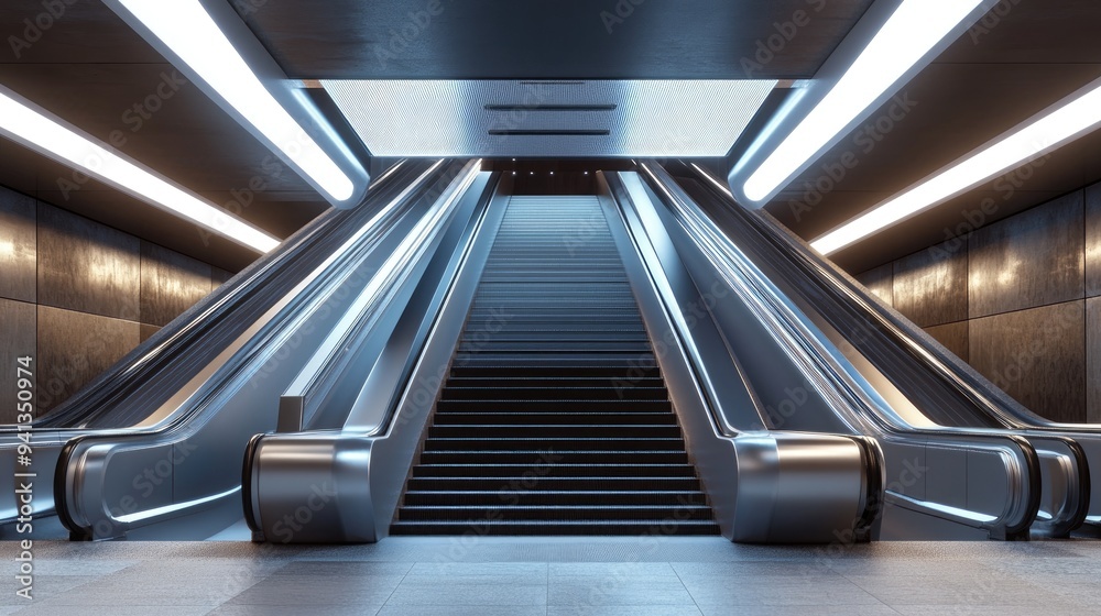 3D rendering of a staircase in an underground transit station 3D rendering of a staircase in an underground transit station
