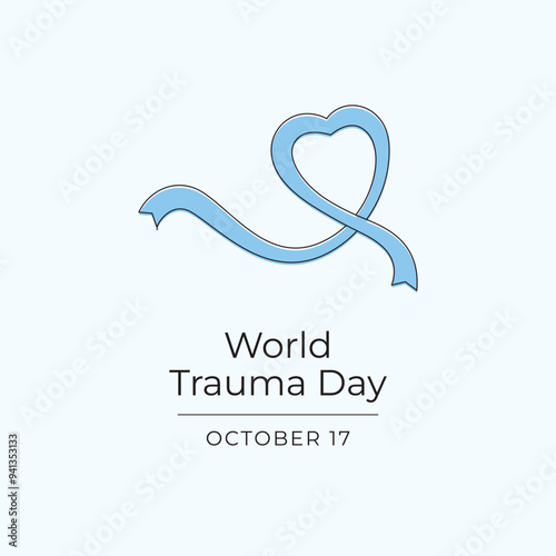 World Trauma Day vector design template good for celebration usage. World Trauma Day design. Blue ribbon. Continuous line drawing. eps 10.