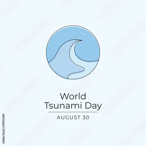 World Tsunami Day vector design template good for celebration usage. World Tsunami Day design. Continuous line drawing. eps 10.