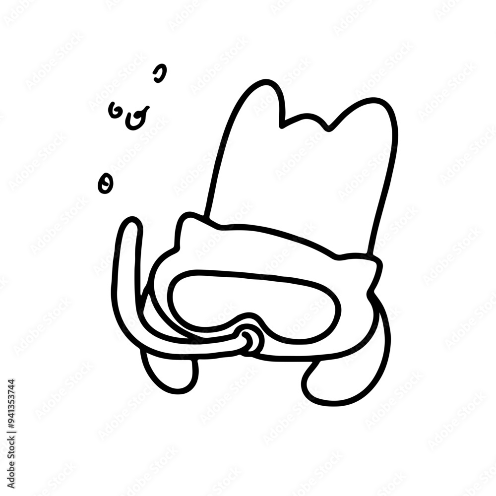 Cat Diving with Equipment | Cute Line Art Vector | Minimalist Vacation Design Cat Diving with Equipment | Cute Line Art Vector | Minimalist Vacation Design