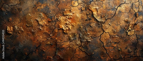 Textured Rustic Painting with Brown and Orange Hues