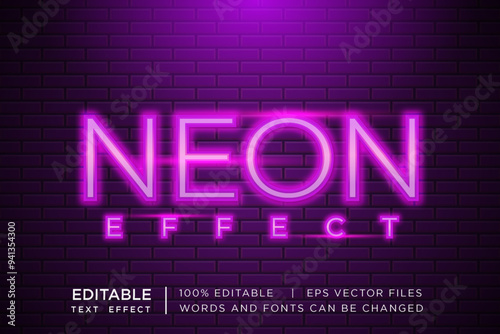 neon light editable text effect