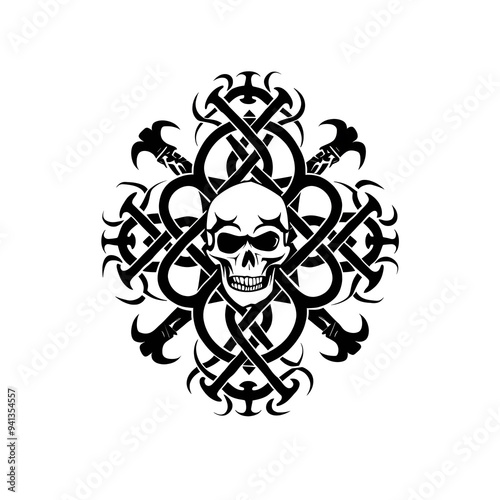 Crossbones very simple traditional tattoo flash styles illustration photo