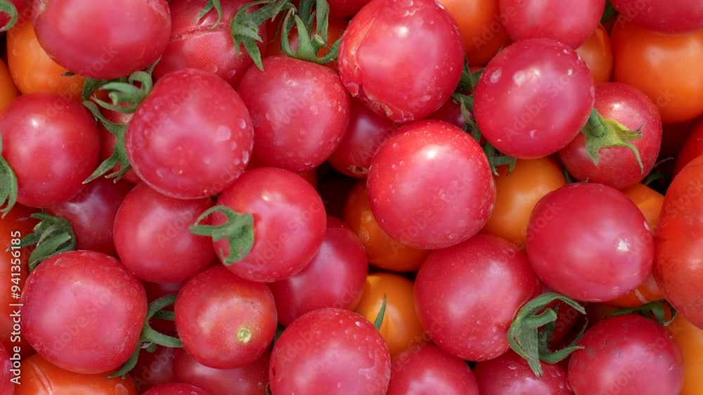 Freshly picked tomatoes. Close-up of a red tomatoes harvest Freshly picked tomatoes. Close-up of a red tomatoes harvest