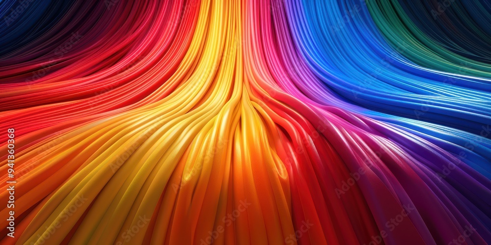 Optic cables in vibrant rainbow colors, glowing bokeh lights. Free copy space for text. Optic cables in vibrant rainbow colors, glowing bokeh lights. Free copy space for text.