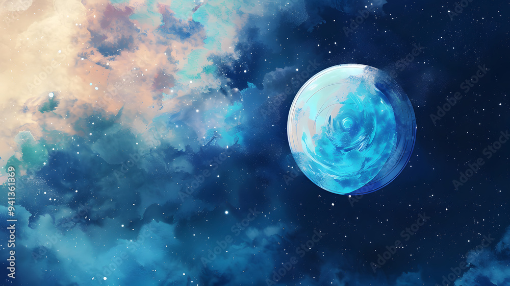 Obraz premium Gas Giant space element watercolor style