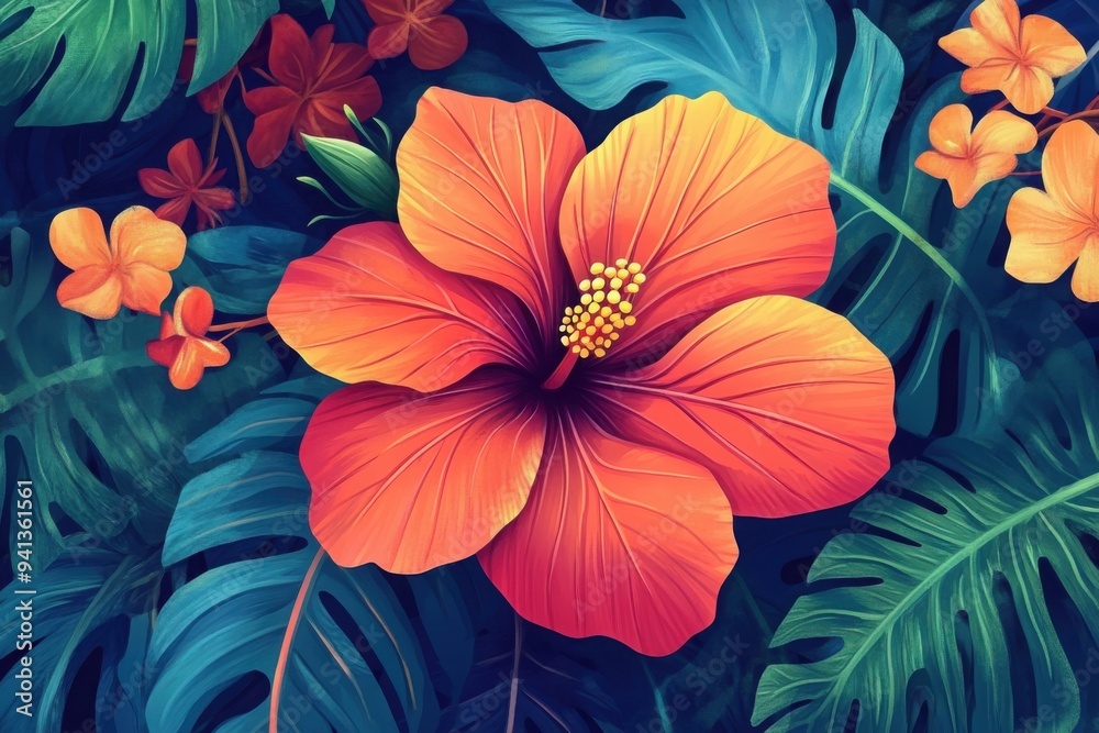 Vibrant Illustration of Tropical Hibiscus Flower Vibrant Illustration of Tropical Hibiscus Flower