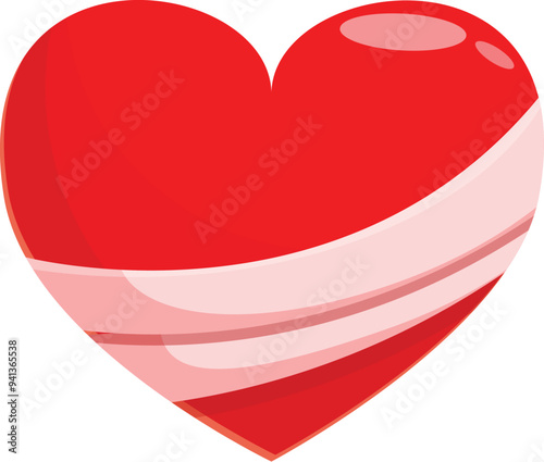Red heart is healing with a bandage covering the wound