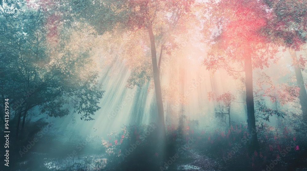 A serene forest scene bathed in soft light, with mist creating an ethereal atmosphere, perfect for nature-themed projects. A serene forest scene bathed in soft light, with mist creating an ethereal atmosphere, perfect for nature-themed projects.
