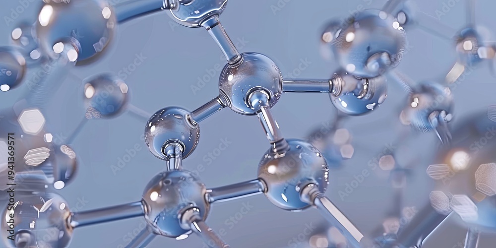 Abstract 3D Molecular Structure with Shiny Spheres Connected by Thin Lines. Abstract 3D Molecular Structure with Shiny Spheres Connected by Thin Lines.