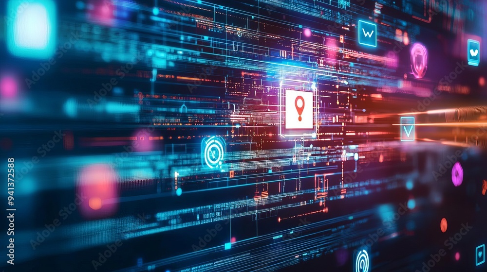 An abstract image of a defense code being authenticated within a secure app, with floating security patterns and digital symbols overlaying the scene An abstract image of a defense code being authenticated within a secure app, with floating security patterns and digital symbols overlaying the scene