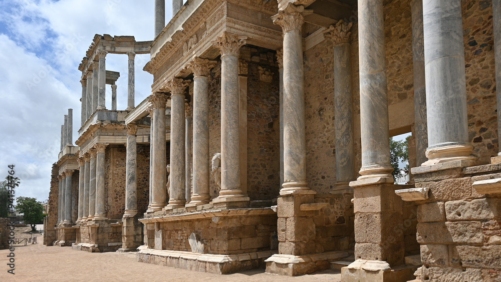 The Teatro Romano in Merida, Spain. Constructed around 15 BC and still in use today for concerts, plays and Ballets. The Teatro Romano in Merida, Spain. Constructed around 15 BC and still in use today for concerts, plays and Ballets.