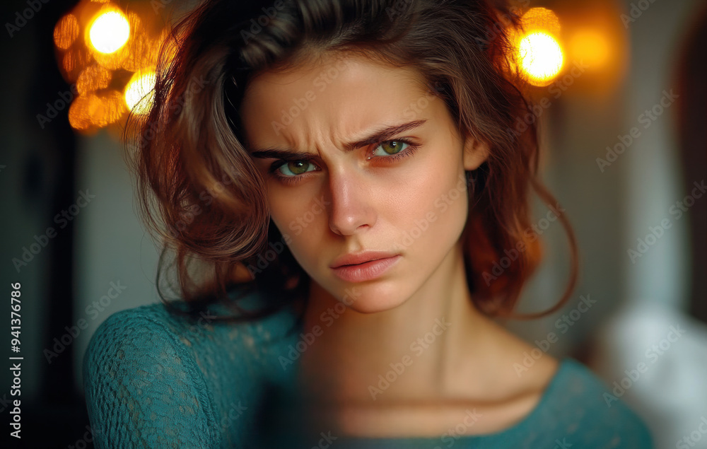 portrait of a woman with strong facial expression created with Generative AI technology portrait of a woman with strong facial expression created with Generative AI technology