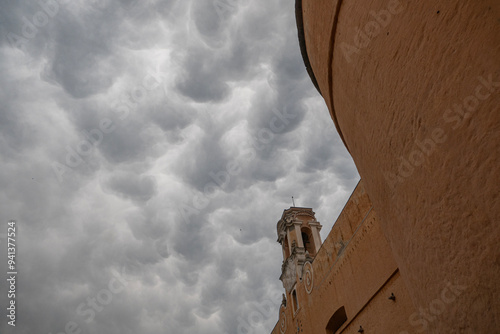 Dramatic rain clouds like cotton wool in Bastia, Corsica.
 photo