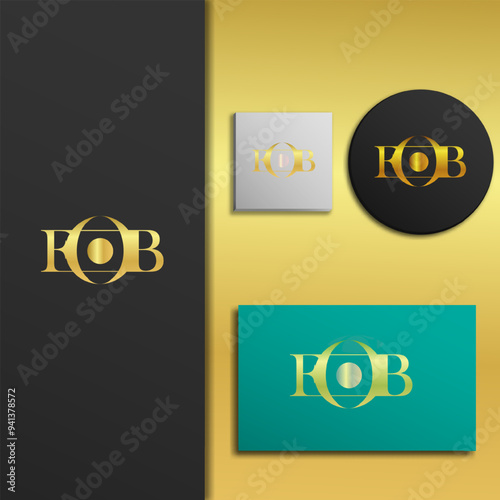 logo icon design letter FOB luxury gold elegant Vector set of logo design elements for business, corporate and other projects
