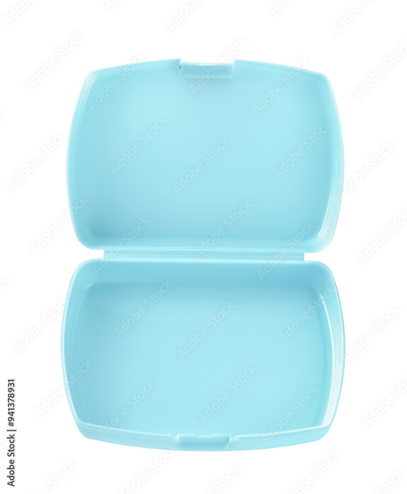 Empty plastic lunch box isolated on white, top view Empty plastic lunch box isolated on white, top view