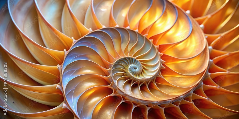 A close-up image of a nautilus shell showing intricate patterns and textures, nautilus, shell, marine, ocean, underwater